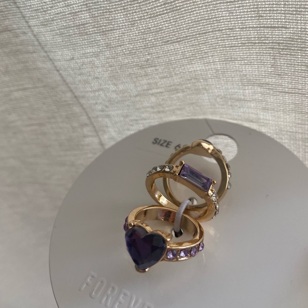 Gold Fashion Heart Rings Set